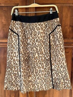 Tracy Reese New York Leopard Print A-Line Skirt | Size 6 | 100% Wool | Like New